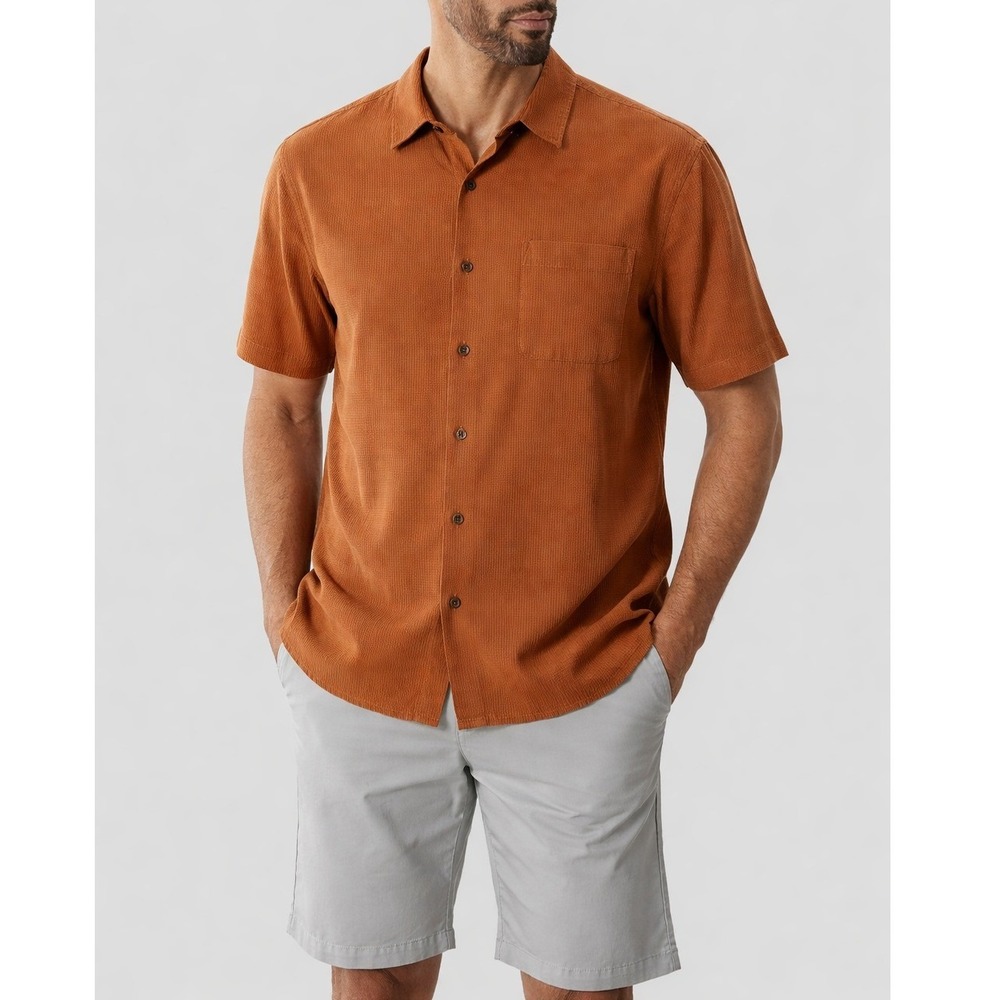 Robert Barakett Men's Short Sleeve Shirt in Burnt Orange